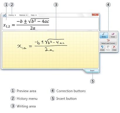 how to use math input panel
